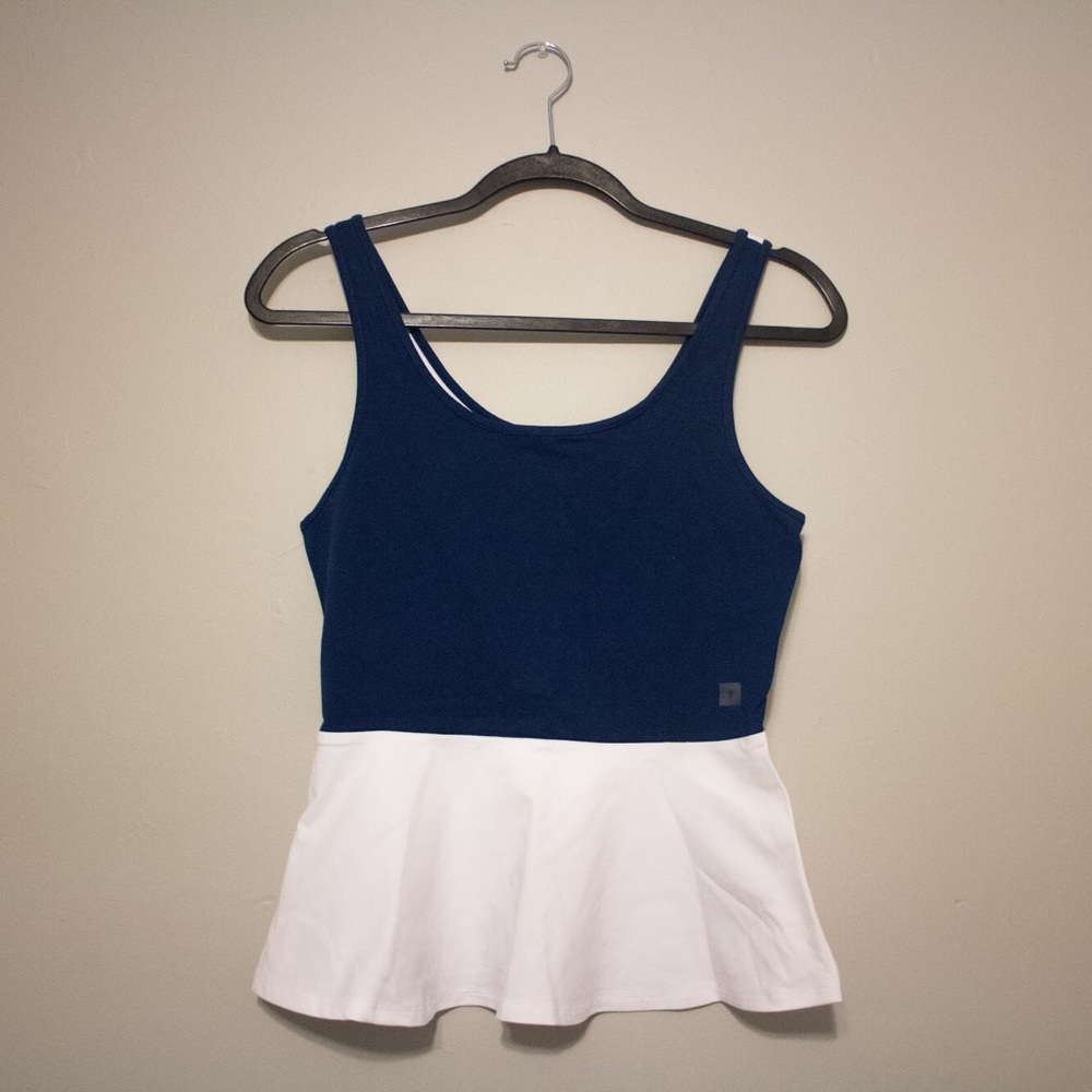 Express Peplum Tank Top Blue/White